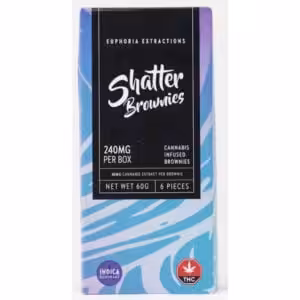 250mg indica shatter brownies package front