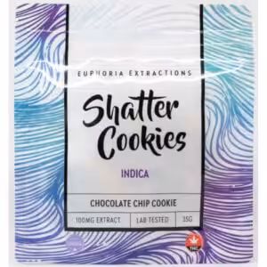 front of package shatter cookies with indica