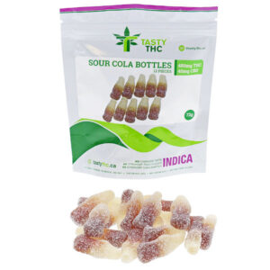 Savoureux paquet de bouteilles de Coca Cola au THC avec bonbons à l’avant