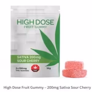 High dose gummies 200mg in sour cherry flavour