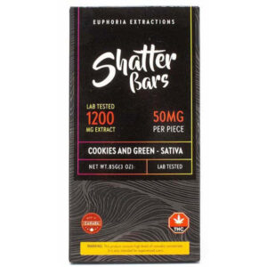 Biscuits et barre shatter sativa verte à l’avant