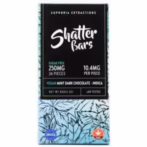 250mg indica thc mint chocolate shatter bar package front