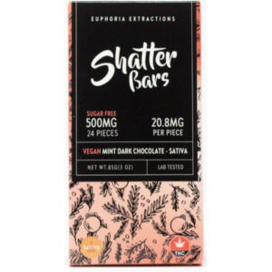 500 mg de THC sativa menthe chocolat shatter bar avant
