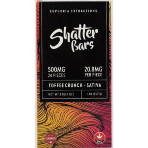 500 mg THC Sativa Toffee Flavor Shatter Bar Emballage avant