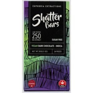 Chocolat noir végétalien 250 mg Indica Shatter Bar Emballage avant