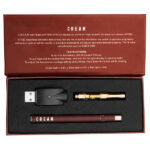 Contenu de la boîte du kit de vapotage crème avec stylo de vapotage, cartouche et chargeur
