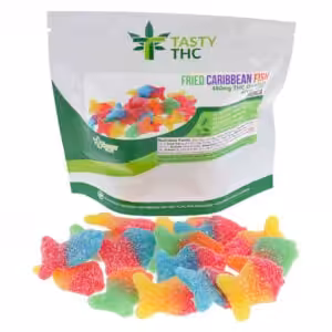 tasty thc caribbean fish package with candy in front