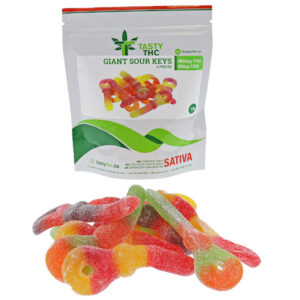Savoureux paquet de THC Jumbo Mini Keys avec bonbons à l’avant