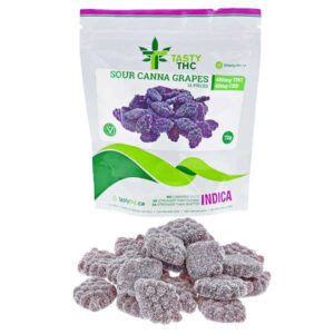 Savoureux paquet de raisins aigres au THC avec bonbons à l’avant