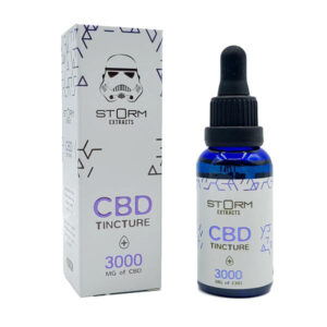 Emballage et bouteille de teinture de CBD Storm Extracts 3000 mg