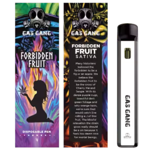 gas gang forbidden fruit vape pen and packaging