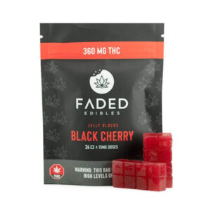 Blocs et emballages de gelée à saveur de cerise noire comestibles délavés