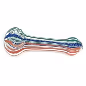 borosilicate glass spoon pipe in rainbow swirl