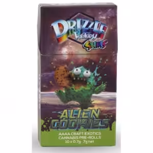 drizzle factory alien cookies strain pre-rolls package