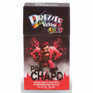 drizzle factory pink chapo strain pre-rolls package