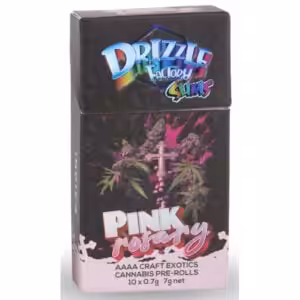 drizzle factory pink rosary strain pre-rolls package