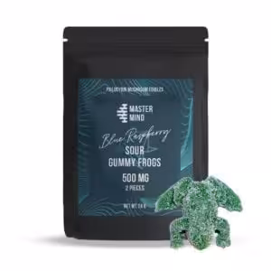 mastermind sour gummy frog and packaging