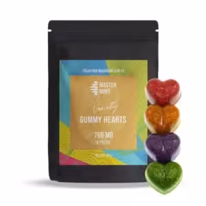 mastermind shroom gummy hearts and package