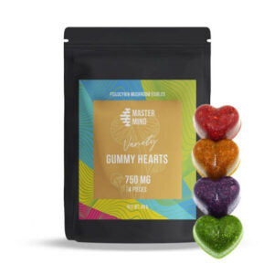 Mastermind Shroom Gummy Hearts and Package