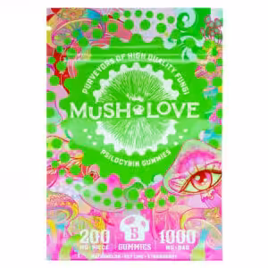package of mush love psilocybin gummies with total 1000mg