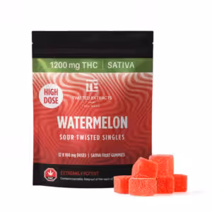 package of twisted extracts high dose 1200 mg gummies in watermelon flavour