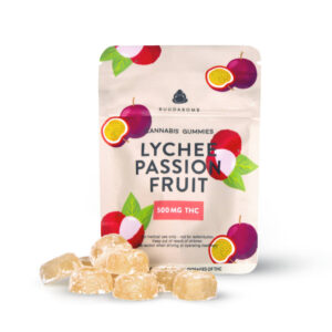 Buudabomb gommes à saveur de litchi et de fruit de la passion avec 500 mg de THC