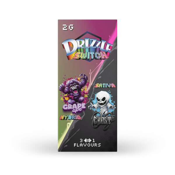 Emballage de la Cape Switch de la Driznelle Factory aux saveurs Grape Ape et Ghost OG