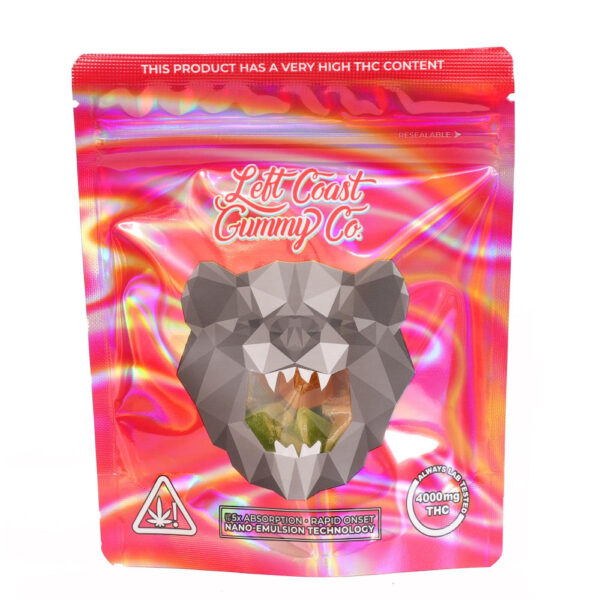 emballage des gummies Left Coast Gummy Co. 4000 mg THC