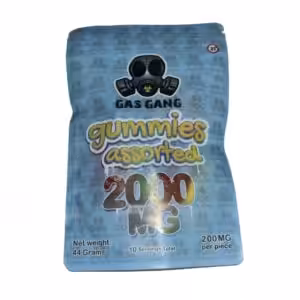 package of gas gang 2000mg thc gummies in assorted flavours
