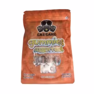 package of gas gang 3000mg thc gummies in assorted flavours