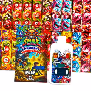 smile factory brand dual vape pen in blueberry and strawberry flavours