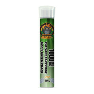 Golden Monkey extrait un emballage de cartouche de vape de 1000 mg dans la saveur God’s Green Crack