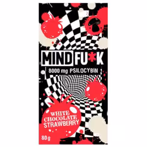 mindfu*k white chocolate strawberry mushroom bar packaging