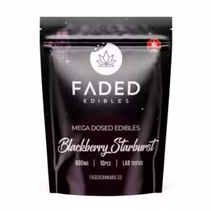 faded edibles mega dosed 600mg thc in blackberry starburst flavour