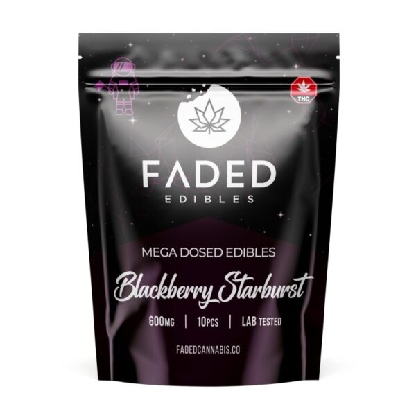 Faded Edibles Méga-dosé 600 mg de THC en saveur Blackberry Starburst